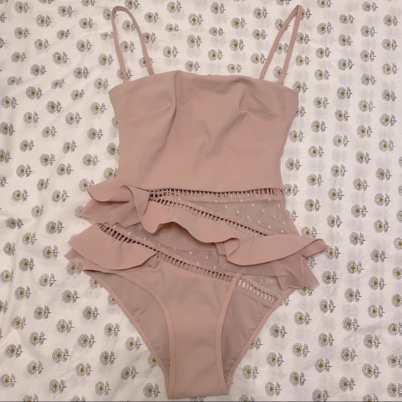 Zimmermann bayou ruffled one piece pink blush swim 0 New - Picture 2 of 9